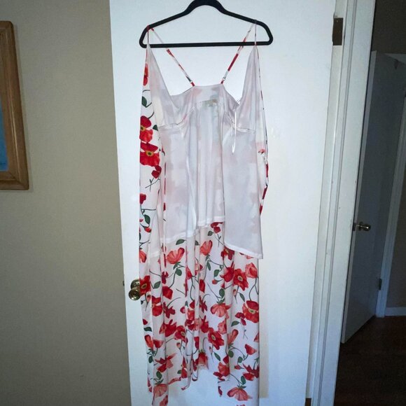 GB Gianni Bini‎ Spaghetti Strap White Red Floral Wrap Maxi Dress Size XS - Picture 6 of 12